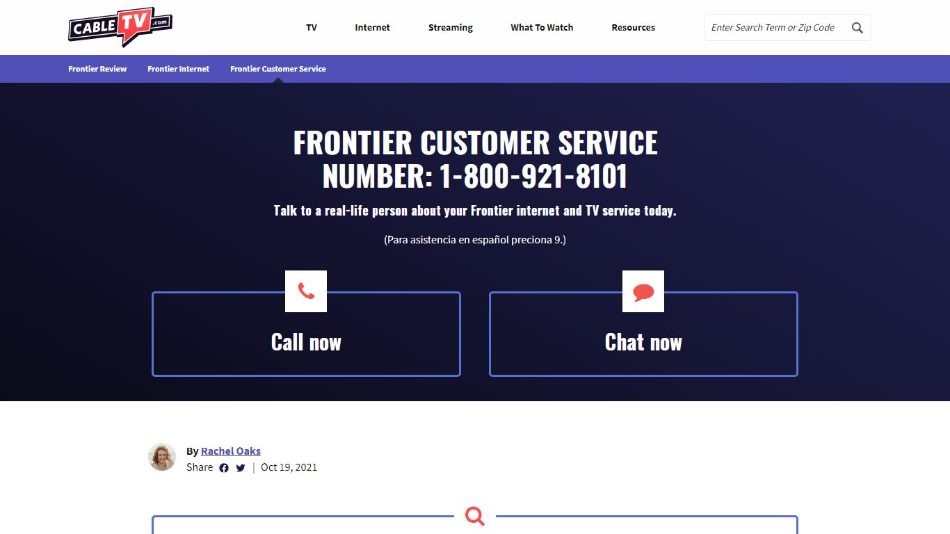 Frontier Customer Service Number: 1-800-921-8101 | CableTV.com